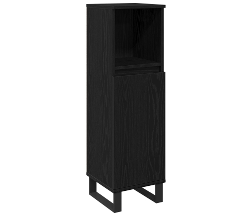 Armario de Baño  Negro Roble 30x30x100 cm Madera Elaborada