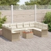 Set de Sofás de Jardín de 10 Piezas con Cojines Beige de Poliratán Acacia