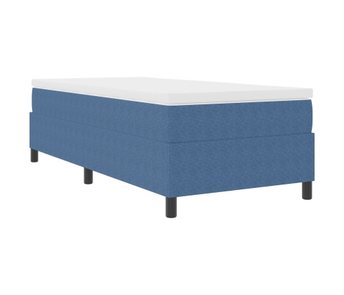 Cama Box Spring  Azul Individual de Tela de Pana