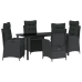 Set de Comedor de Jardín de 5 Piezas Poliratán Negro