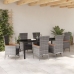 Juego de comedor de jardín de 7 piezas con cojines gris ratán poliéster