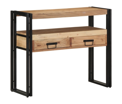 Mesa de Consola  Negra 90x33x75 cm de Madera Maciza de Acacia y Metal
