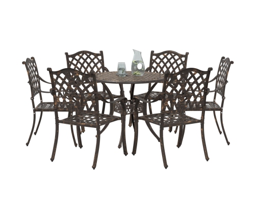 Set de Comedor de Jardín de 7 Piezas de  en Aluminio Fundido Color Bronce