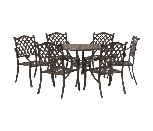 Set de Comedor de Jardín de 7 Piezas de  en Aluminio Fundido Color Bronce
