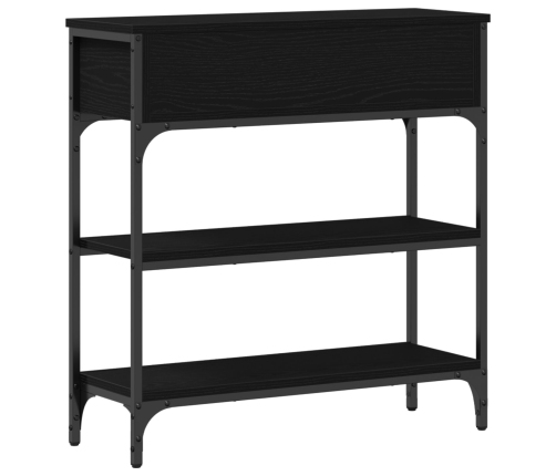 Mesa Consola  Negro Roble 72,5x25x75 cm Madera Elaborada y Acero