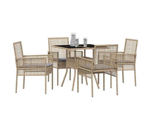 Juego de Comedor de Jardín de 5 Piezas Beige de Ratán Polímero