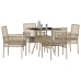 Juego de Comedor de Jardín de 5 Piezas Beige de Ratán Polímero