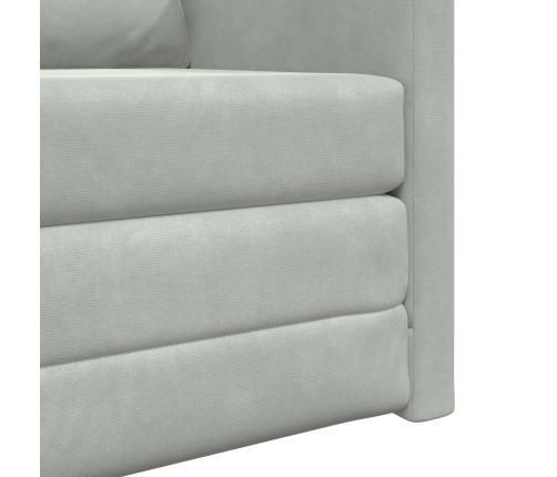 Sofá de suelo convertible  de terciopelo 74x77x81 cm Gris Claro
