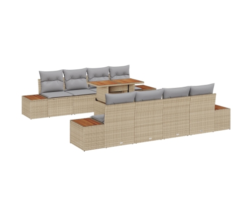 Juego de Sofá Jardín Conjunto de 9 Piezas Beige Ratán PE