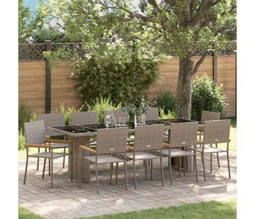 Conjunto de Comedor de Jardín de 11 Piezas  Gris de Poliratán