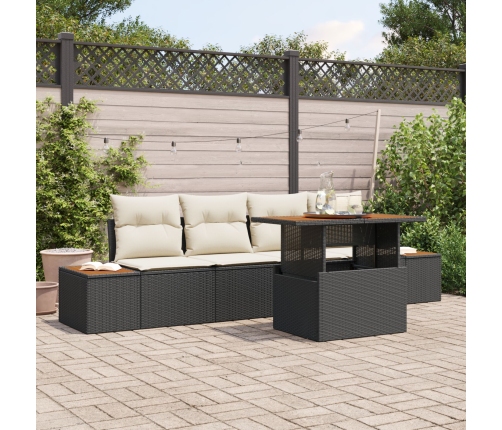 Conjunto de Sofá de Jardín   Conjunto de 5 Negro, Beige