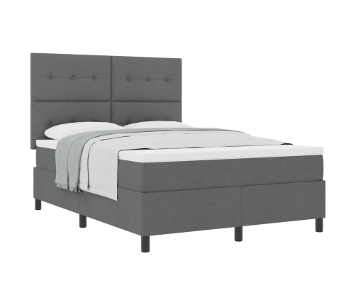 Cama con Somier y Colchón Gris Oscuro 140x190 cm Tela