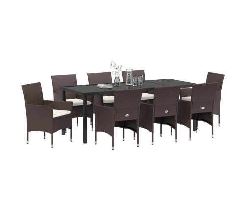 Set de Comedor Jardín  9 Piezas Marrón Poliratán