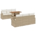 Set de Comedor de Jardín de 7 Piezas con Cojines Beige de Ratán