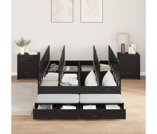 Estructura de Cama de Almacenamiento  Roble negro Madera Sólida