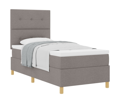 Cama Base Tapizada con Colchón Taupe 100x200 cm Tela