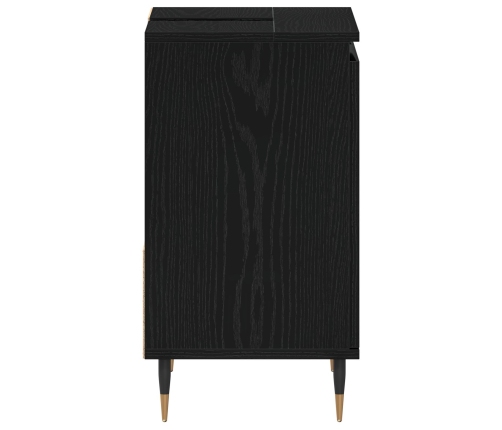 Cabinet de lavabo  Negro Roble 65x33x60 cm Madera elaborada