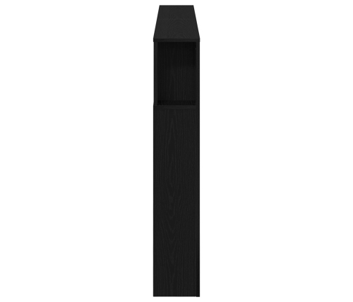 Cabezal de Almacenamiento  con Luces LED Roble Negro 180x18,5x103,5 cm