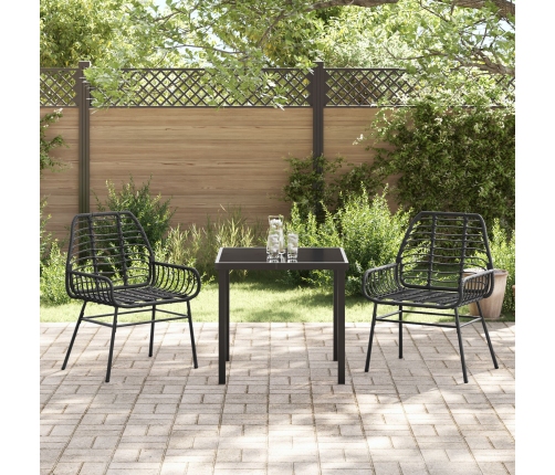Juego de Comedor de Jardín de 3 Piezas Negro Poliratán