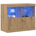 Aparador  con luces LED de roble artesanal 81x37x67 cm