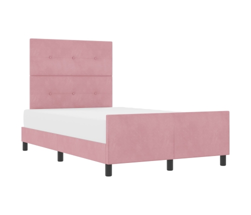 Estructura de Cama de Terciopelo Rosa  120x200 cm