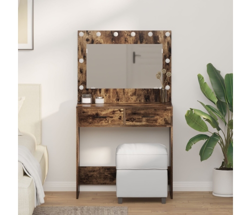 Tocador  con Luces LED Roble Ahumado 78.5x41x135 cm