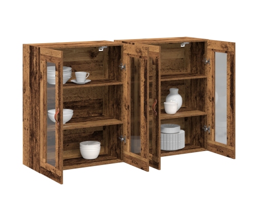 Gabinetes Montados en la Pared 2 pcs Madera Vieja 69.5x34x90 cm Madera Ingienerizada