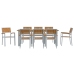 Conjunto de Comedor de Jardín  Juego de 9 Gris, Tono Madera Metal