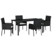Set de Comedor de Jardín  de 5 Piezas con Cojines Negro Poliratán