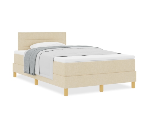 Cama con Base y Colchón Crema 120x200 cm Tela
