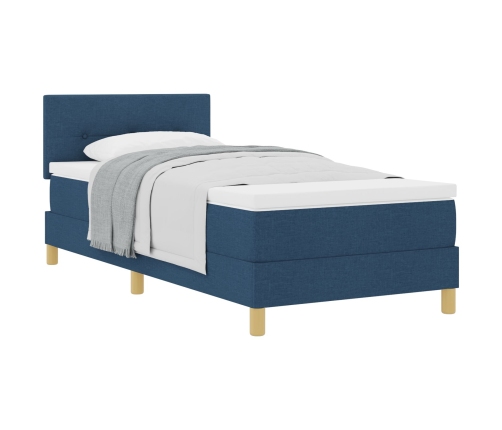 Cama Box Spring con Colchón Azul 100x200 cm Tela
