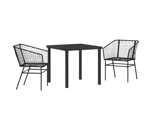 Juego de Comedor de Jardín  de 3 piezas Negro Poliratán