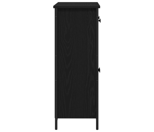 Aparador Negro de Roble 70x30x80 cm de Madera Ingenierizada y Acero