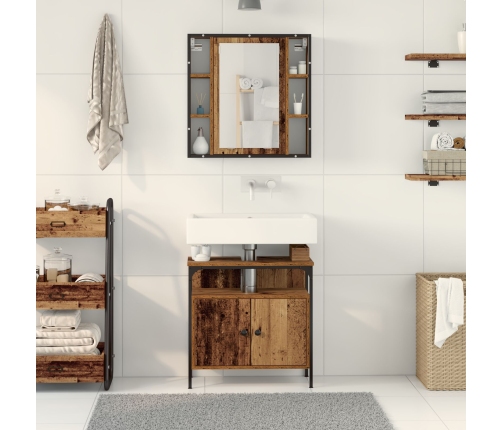Set de Muebles de Baño de 2 Piezas de Madera Vieja y Madera Ingenierizada