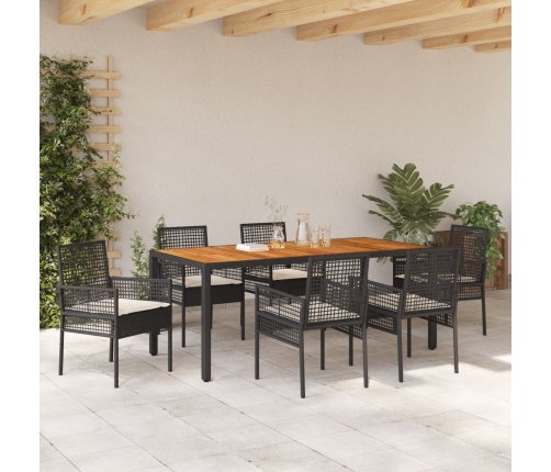 Conjunto de Comedor  4 personas Negro y blanco crema Ratán y acero