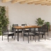 Conjunto de Comedor  4 personas Negro y blanco crema Ratán y acero
