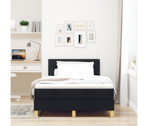 Cama con Box Spring con Colchón Negra 120x200 cm Tela
