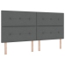 Cama con somier de  con colchón y banco gris oscuro 200x200 cm tela