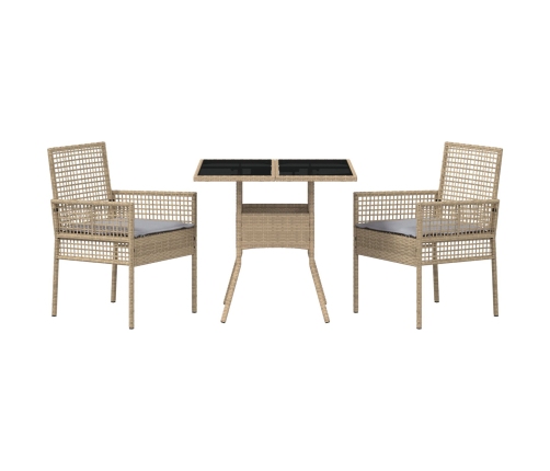 Conjunto de Comedor de Jardín  de 3 Piezas Beige de Ratán Sintético