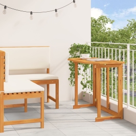 Juego de Comedor de Jardín de 2 Piezas con Cojines de Madera Maciza de Acacia