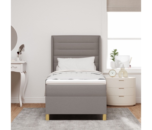 Cama con somier  y colchón Taupe 100x200 cm Tela
