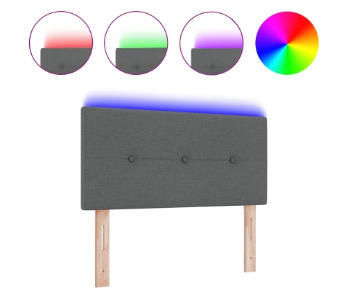 Cabecero LED  con botones, tapizado en gris oscuro de 100 cm