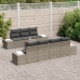 Conjunto de Sofá de Jardín de 8 Piezas con Cojines Gris Poliratán Acacia