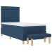 Cama Box Spring con Colchón y Banco Azul 90x200 cm Tela