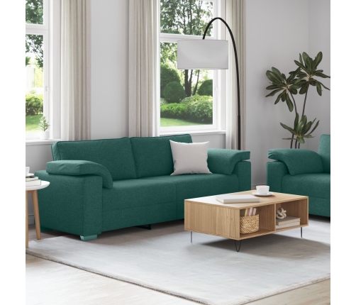 Conjunto de sofá de 2 piezas con cojines en tela verde oscuro