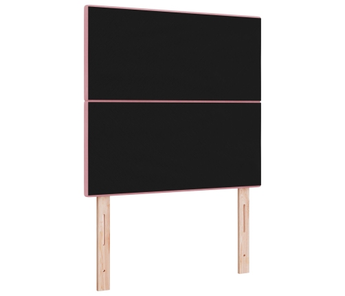 Cabezal de  con botón acolchado rosa de 90 cm en terciopelo