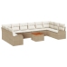 Conjunto de Sofá de Jardín de 11 Piezas con Cojines Beige Rattan Acacia