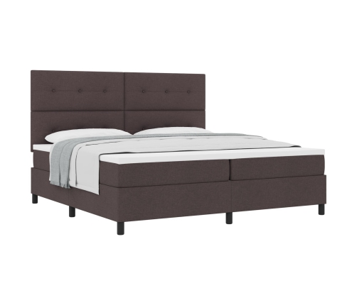 Cama Box Spring con Colchón Gris Oscuro 200x200 cm Tela