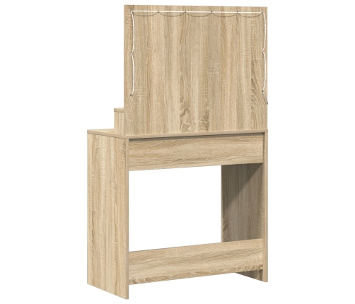 Mesa de Maquillaje  con Luces LED Roble Sonoma 79x41x135 cm