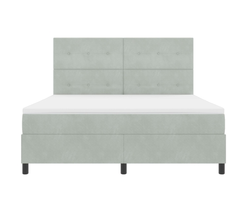 Cama Box Spring  con colchón Gris Claro Super King Terciopelo